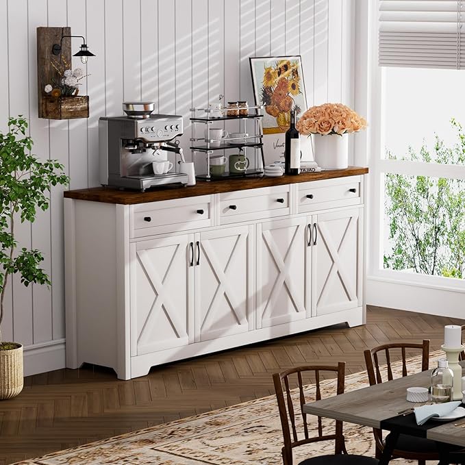 66'' Farmhouse Sideboard Buffet Cabinet - Image 4