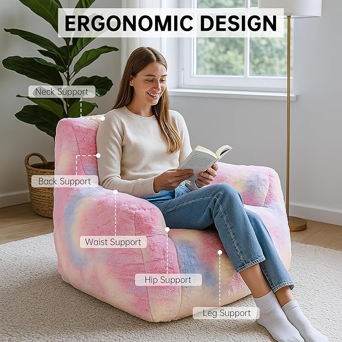 Bean Bag Chairs for Adults Ergonomic Support Reading Floor Sofa Chair - Image 5