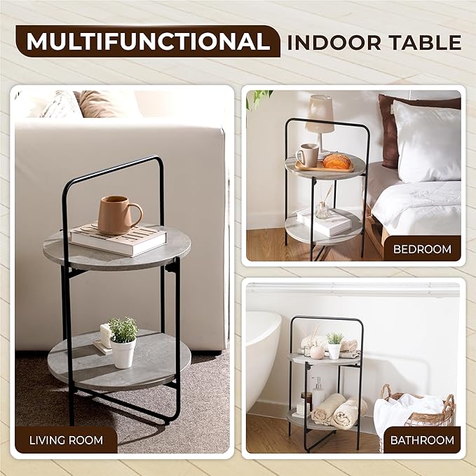 Mijas 2-Tier Side Table, Round End Table, A Stylish and Functional Addition - Image 4