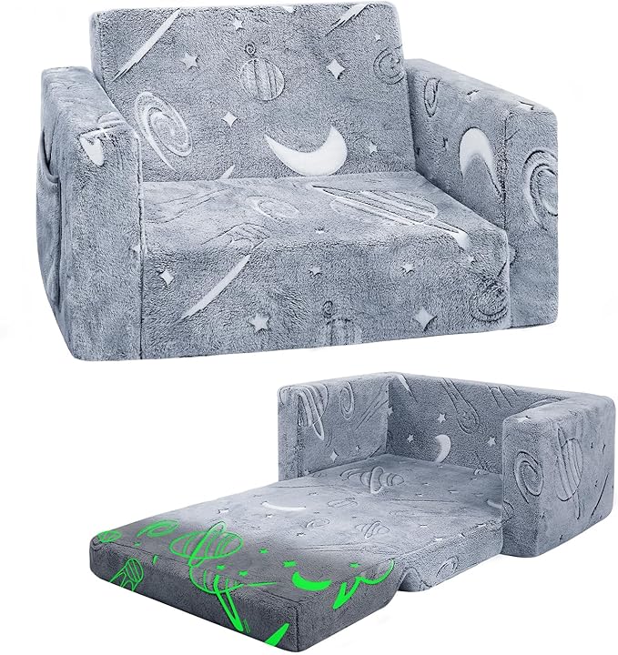 Toddler Chair Comfy, 2-in-1 Soft Toddler Couch Fold Out by inhand