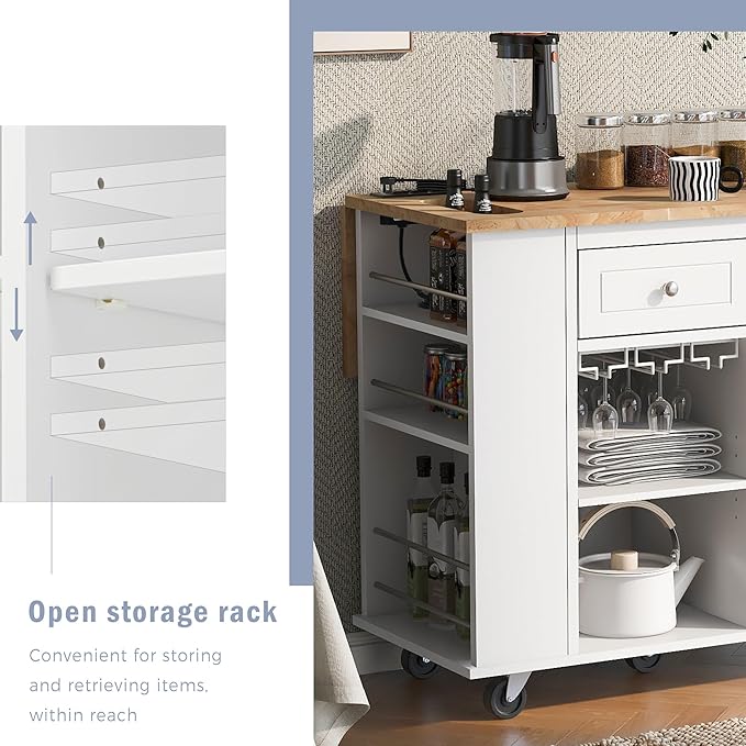 Merax Rubber Wood Kitchen Island - Image 3