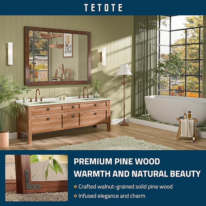 TETOTE 40 x 30 Walnut Wood Mirror - Image 2