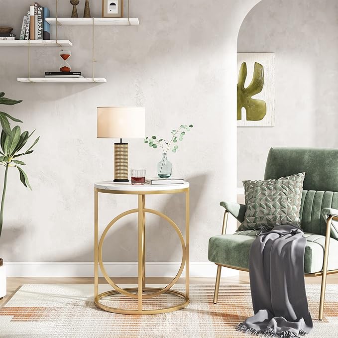 Tribesigns Round End Table for Living Room, Modern Marble Side Table - Image 7