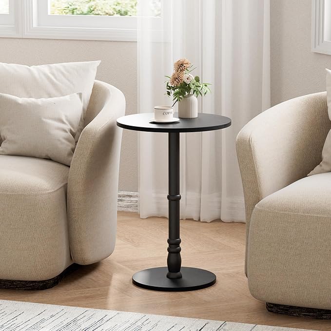 Round Side Table, Solid Wood Pillar, Large 15.7" Top, Small Accent Table - Image 2