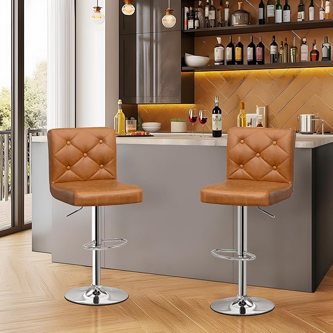 VECELO Adjustable Bar Stools Set of 2, Bar Height Stools - Image 7