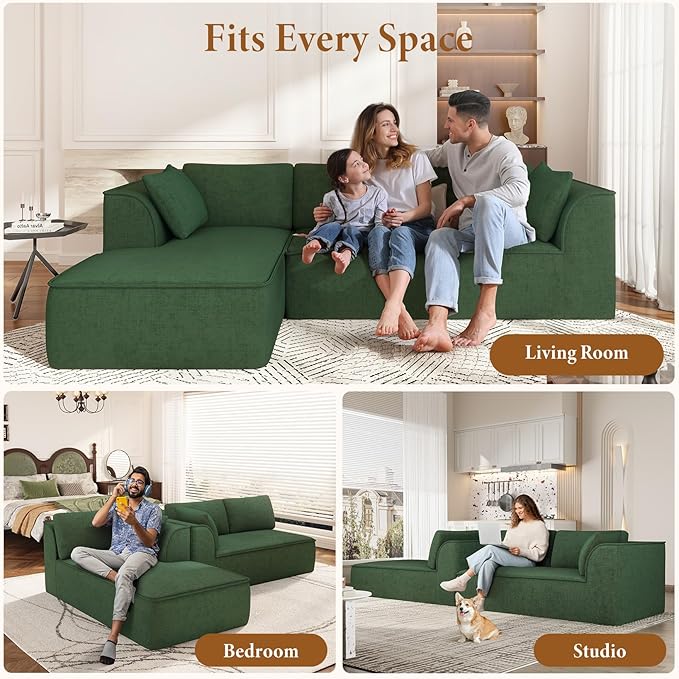 Vesgantti 106" Cloud Couch Sectional Modular Sofa, Deep Seat Comfy Cloud Couch - Image 7