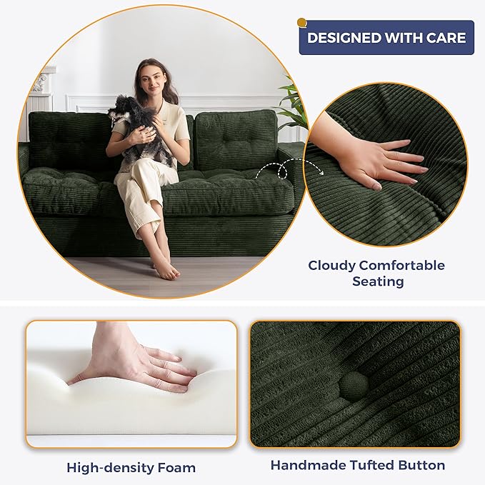 MAXYOYO 3 Seater Couch for Living Room, Boneless Couch - Image 5