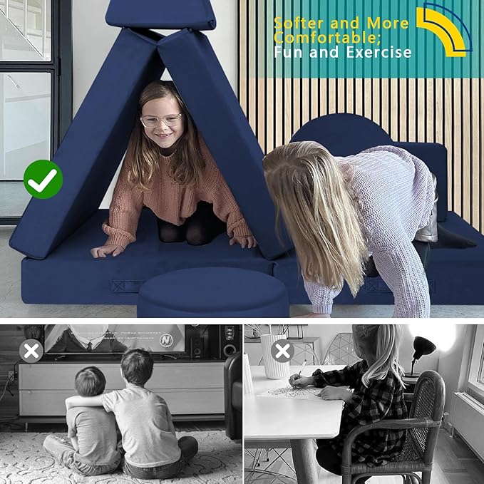 MeMoreCool Modular Kids Couch for Playroom, Building Fort Explorer Sofa - Image 7