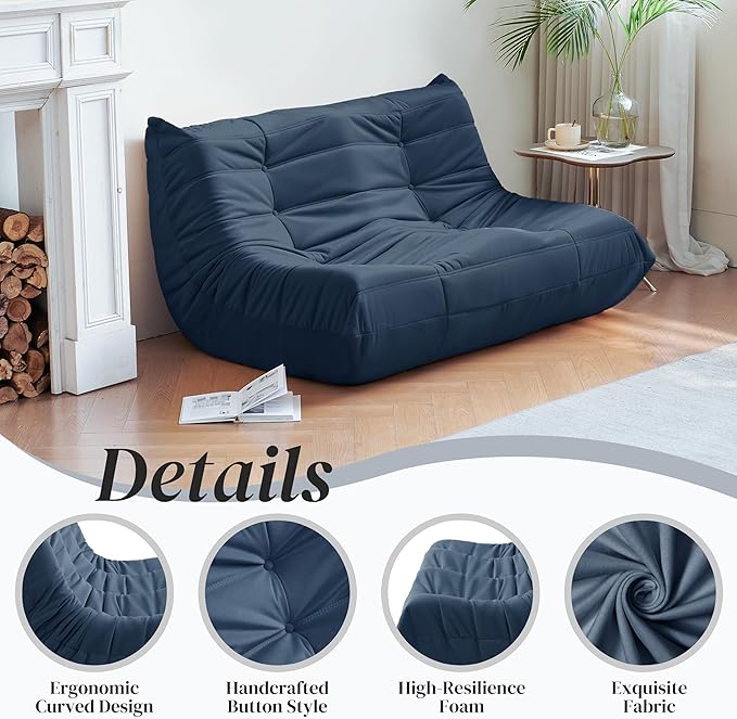 Bean Bag Chair, Loveseat Fireside Chair Bean Bag Sofa - Image 5