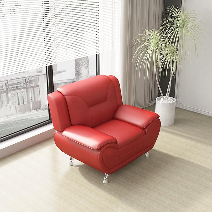 Container Furniture Direct Michael Modern Faux Leather Upholstered Stainless - Image 9