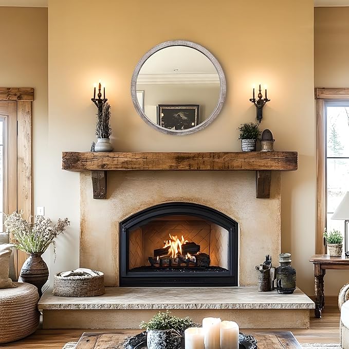 30" Round Wood Mirror, Large Round Mirror - Image 6