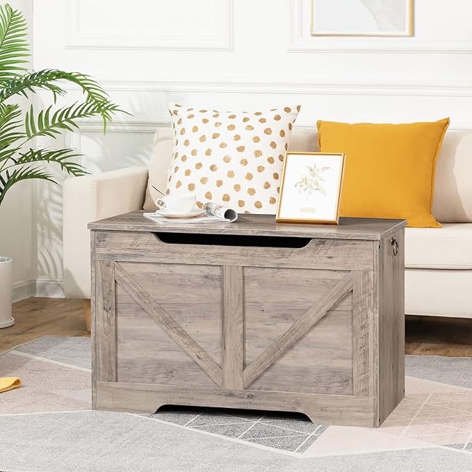 HOOBRO Storage Bench, 29.5” Retro Wooden Storage Chest - Image 4