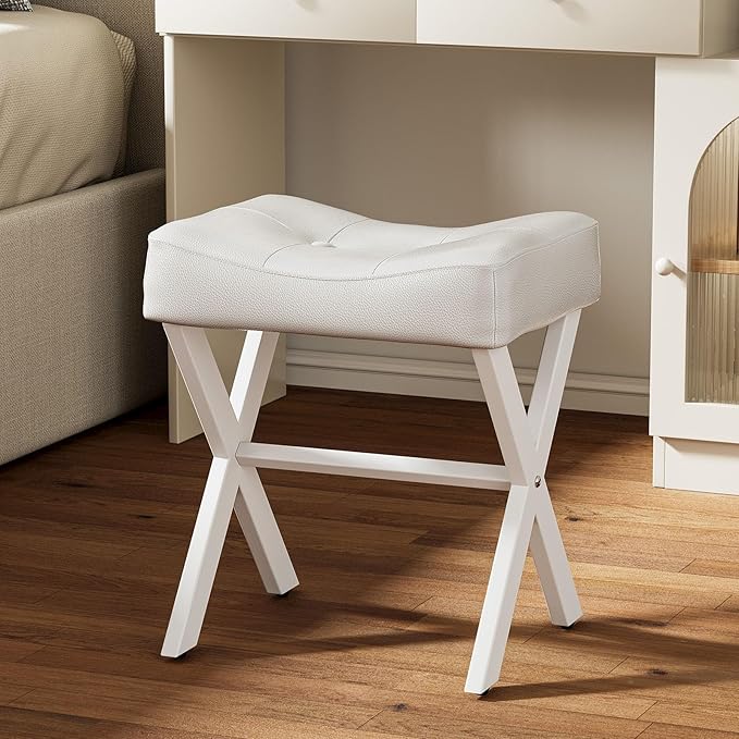 18-Inch Leather Vanity Stool Chair, Vanity Bench - Image 9