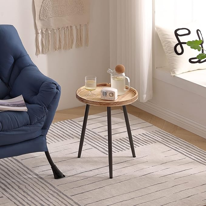 Tiita Round End Table Mental Side Table Nightstand/Small Wood Tables Accent - Image 8