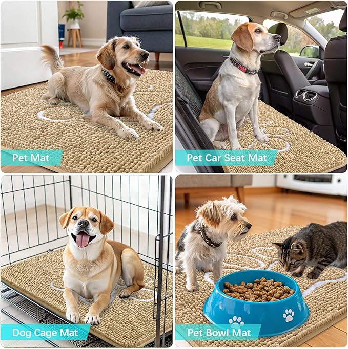 OLANLY Door Mat for Muddy Dog Paws 48x30, Ultra Absorbent Chenille Mud Doormat - Image 7
