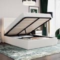 SHA CERLIN Queen Size Lift Up Storage Bed/Velvet Upholstered/Modern Wingback by SHACERLIN