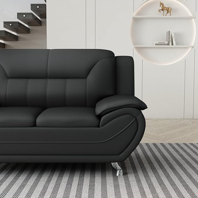 Container Furniture Direct Michael Modern Faux Leather Upholstered Stainless - Image 12