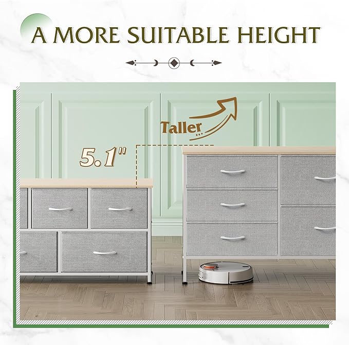 WLIVE Dresser for Bedroom with 5 Drawers, Wide Bedroom Dressers with Drawer - Image 6