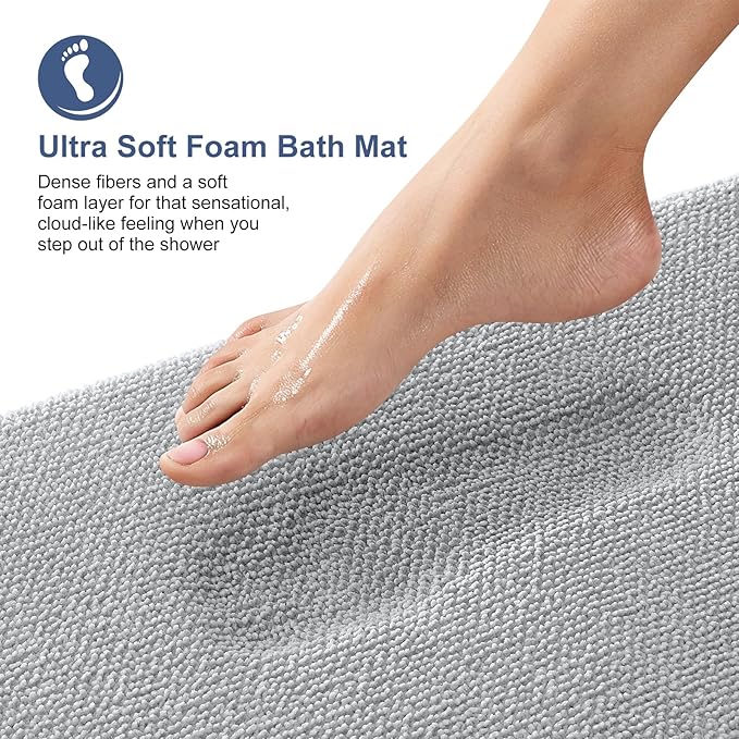 OLANLY Thick Memory Foam Bath Mat Rug 47x20, Extra Soft Absorbent Bathroom Rug - Image 2
