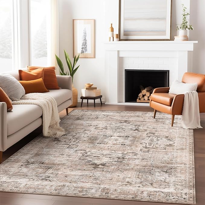 GENIMO 8x10 Area Rugs for Living Room, Machine Washable Non Slip Vintage Rugs by GENIMO