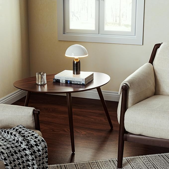 Small Oval Coffee Table, 25.6'' Small Mid Century Modern End Table - Image 4