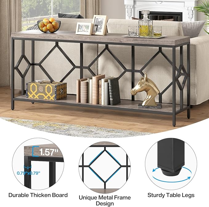 Tribesigns 71 Inch Extra Long Sofa Table, Narrow Long Sofa Console Tables - Image 5