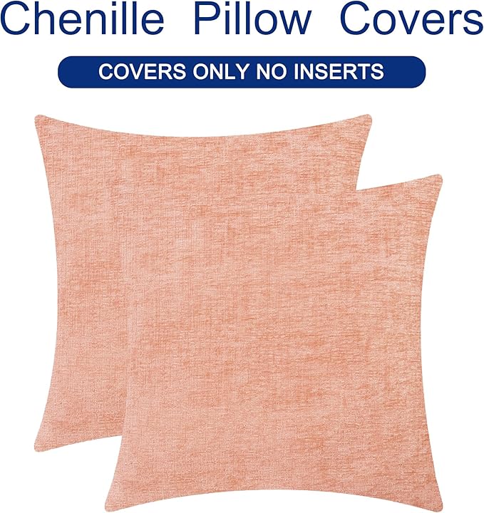 CaliTime Throw Pillow Covers Decorative 24 X 24 Inches Pack of 2 Cozy Chenille - Image 6