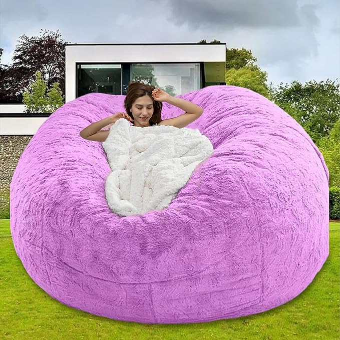 Bean Bag Chairs for Kids Comfy Fluffy Big Joe Bean Bag Chair Covers Only Round - Image 8
