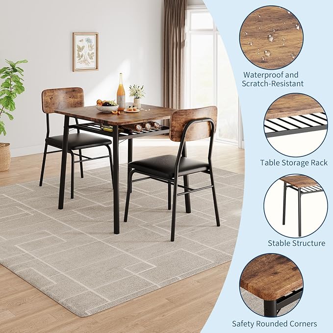 IDEALHOUSE 3-Piece Dining Table Set - Image 6