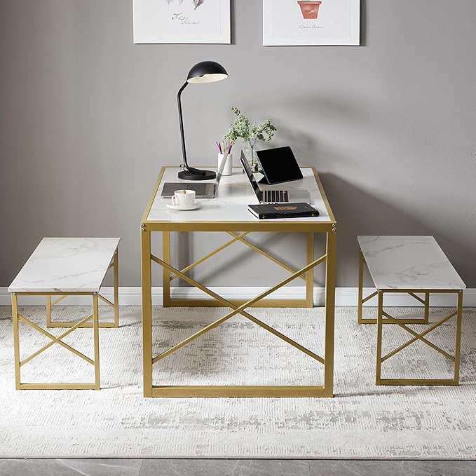 VECELO Kitchen Table with 2 Benches - Image 6