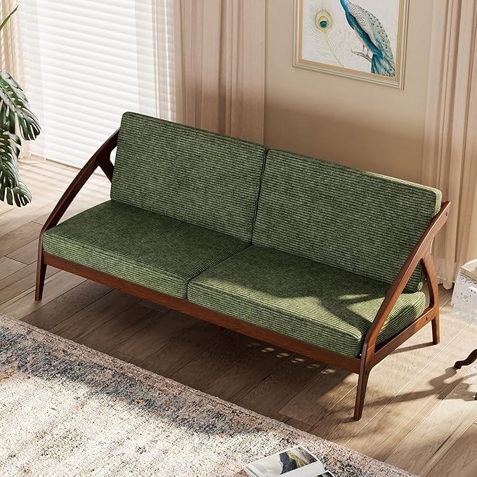 73.4" Solid Wood Upholstered Sofa, Comfortable Seat Cushion, Removable Cover - Image 7