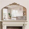 Gold Antique Mirror 40” x 30”, Large Ornate Mantel Mirrors by Wemily