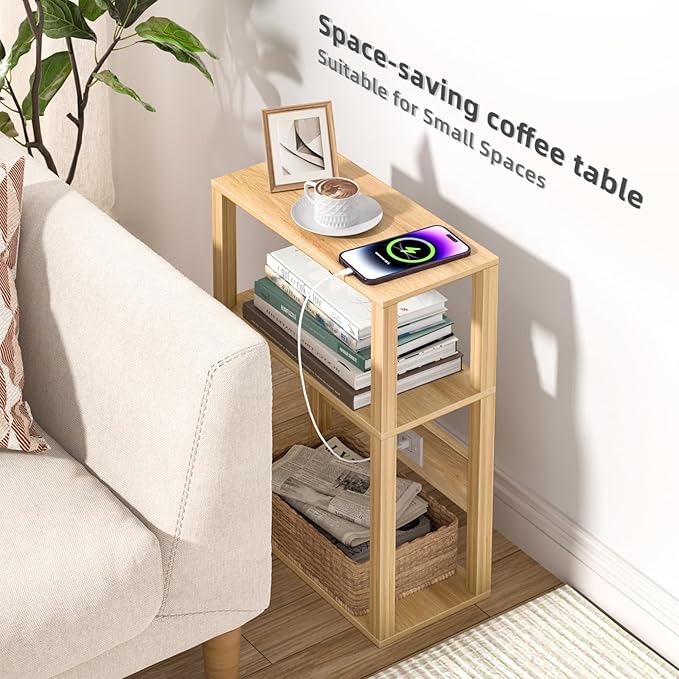 3 Tier Small Narrow Bamboo Side Table Set of 2 - Image 5