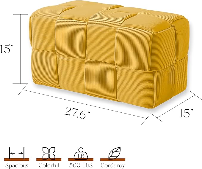 Ottoman Foot Rest Soft and Comfortable Ottoman Square Corduroy Woven Design - Image 3
