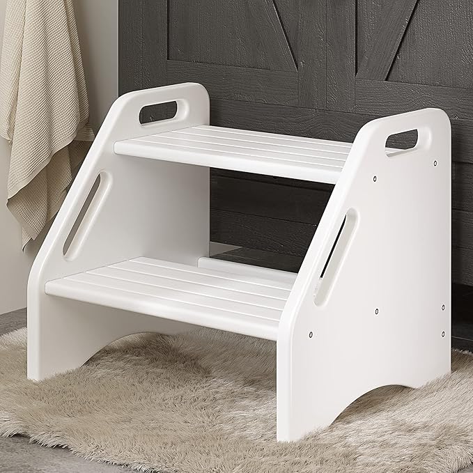 AMBIRD Wooden Two Step Stools Toddler by AMBIRD