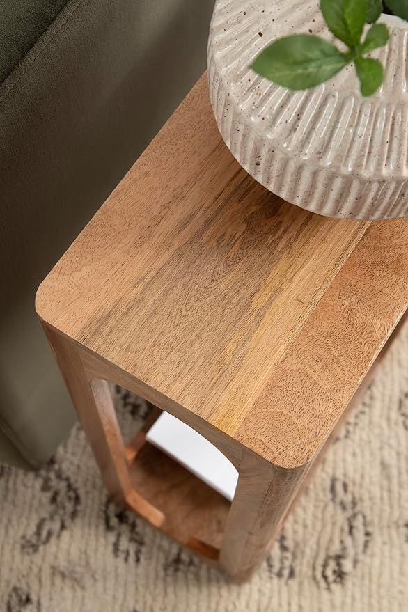 Kate and Laurel Dahl Modern Slatted Wooden Slim Side Table - Image 5