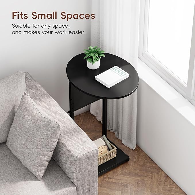 Vagusicc C Shaped End Table, Adjustable Height Small Side Table - Image 9