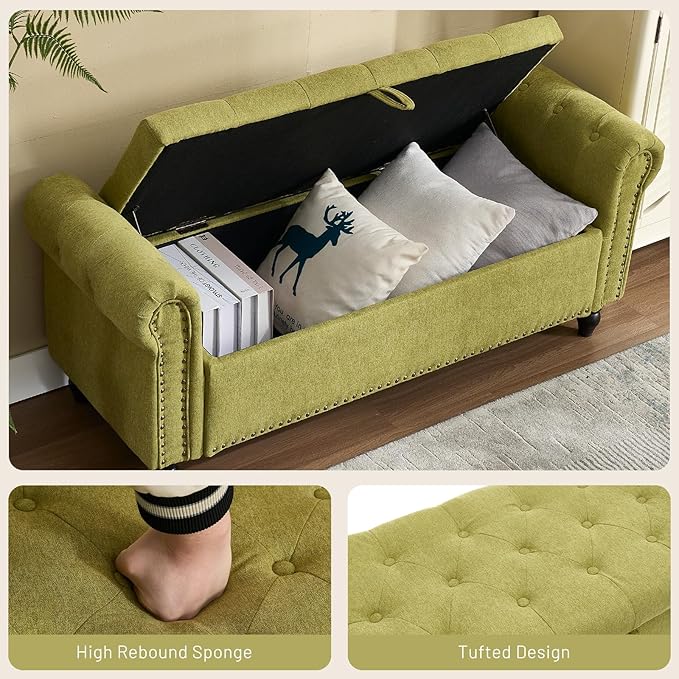 Furniliving 55” End of Bed Bench, Bedroom Bench - Image 4