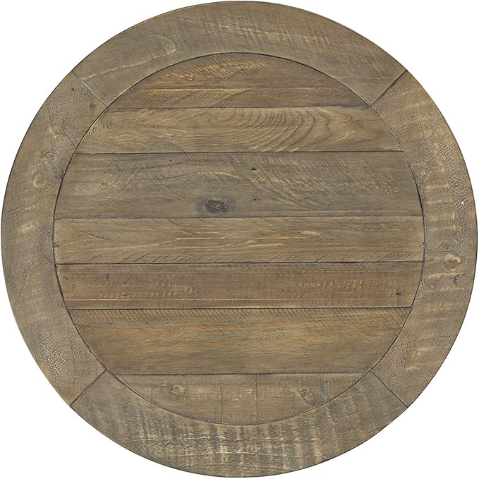 Napa Solid Wood Farmhouse Rustic Reclaimed Natural and White Stain Round End - Image 7