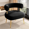 Modern Velvet Accent Chair, Round Upholstered Barrel Armchair by SEYNAR