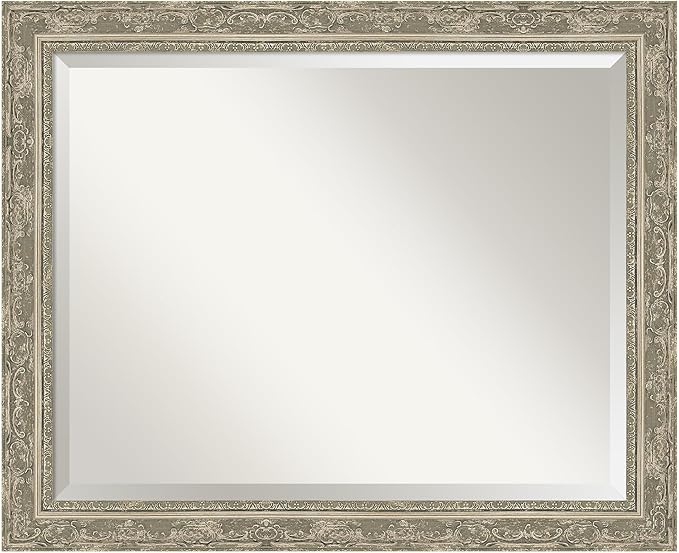 Amanti Art Bathroom Mirror for Over Sink, 27x33 Filigree Silver Rectangle by AmantiArt