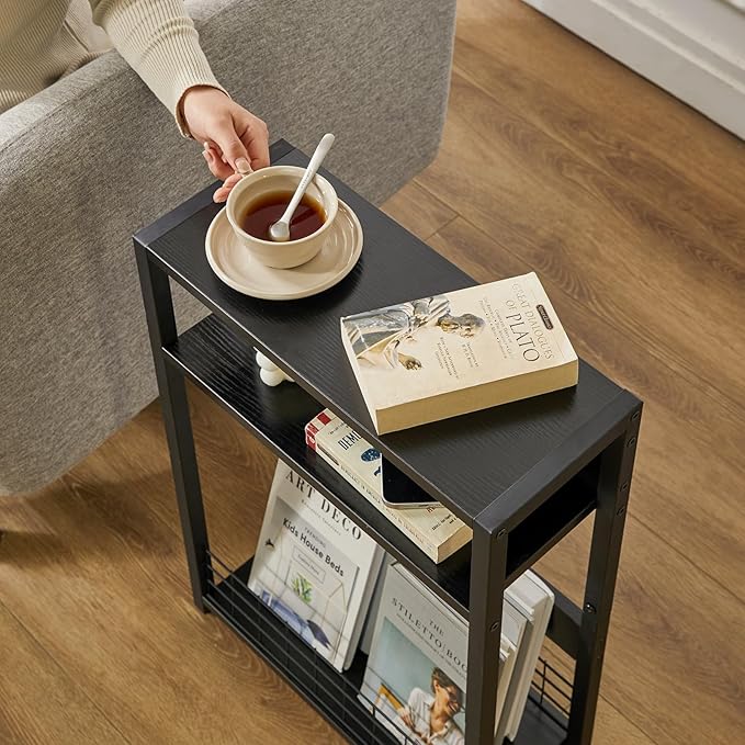 IBUYKE Narrow Side Table with Storage Shelf, 3 Tier End Table, Modern Sofa Table - Image 8