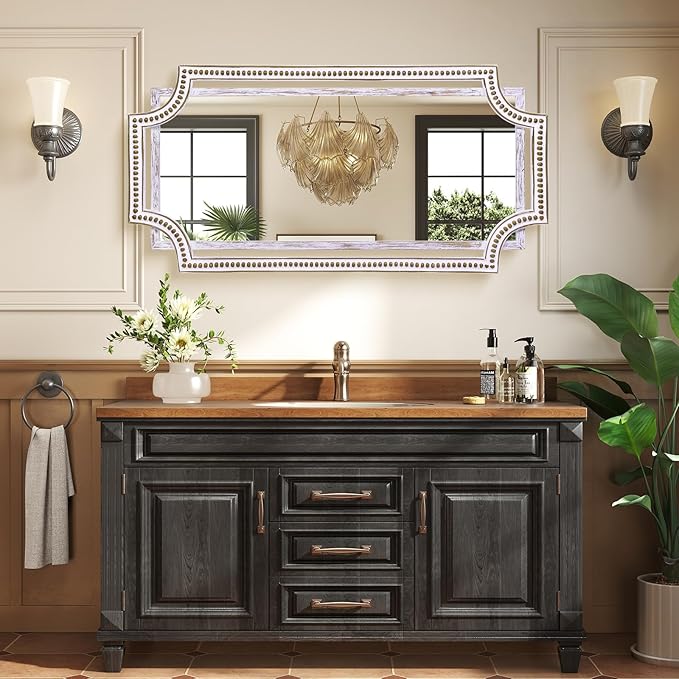 24" X 47" Wooden Farmhouse Large Wall Mirror, Rustic Art Decorative Full Length - Image 4