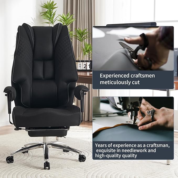Big and Tall Office Chair 400lbs Wide Seat, Leather High Back Executive Office - Image 7