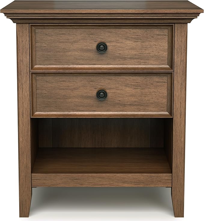 SIMPLIHOME Amherst SOLID WOOD 24 inch Wide Transitional Bedside Nightstand - Image 6