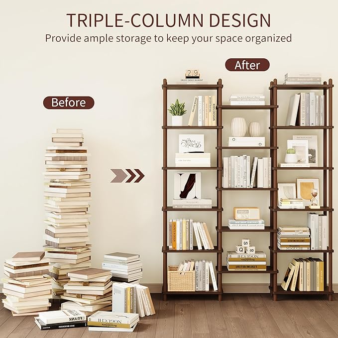 IOTXY Wooden Triple Wide Bookshelf - Image 5