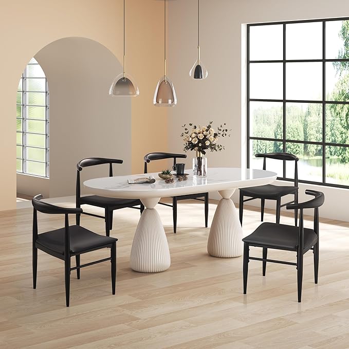 Yaheetech Dining Chairs Set of 6 Mid Century Modern Leather Dining Room Chairs - Image 2