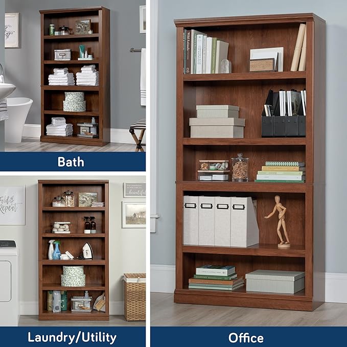 Sauder Miscellaneous Storage 5 Split Bookcase/Book Shelf, L: 35.28" x W: 13.23" - Image 6