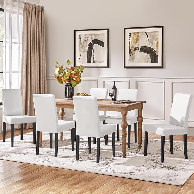 Yaheetech Dining Chairs Set of 6 Faux Leather Modern Dining Room Chairs - Image 8