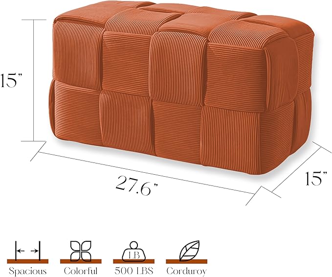 Ottoman Foot Rest Soft and Comfortable Ottoman Square Corduroy Woven Design - Image 3